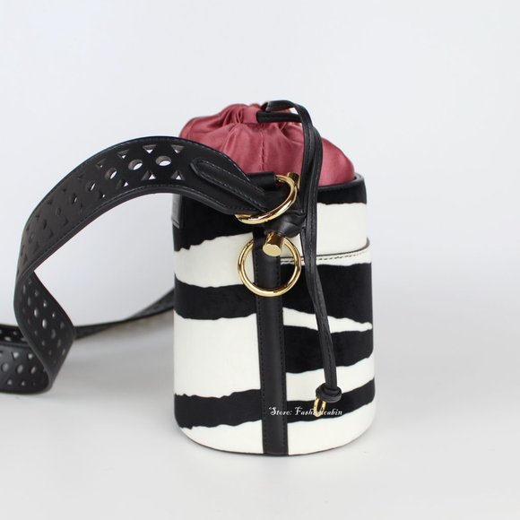 NEW STELLA MCCARTNEY Velvet Bucket Bag | Zebra Print Street Style Icon - Picture 7 of 16